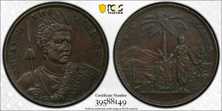 Zealand 1 Penny Nd (1857) Token Tribal Man About Uncirculated Pcgs Au58
