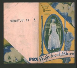 High Society Blues Herald W Movie Poster Art (fine) 1930 6 " X9 " William Fox 08