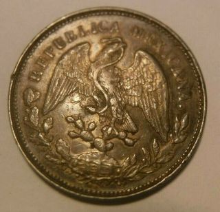 1903 Mo AM MEXICO SILVER UN PESO CAP & RAYS Toning Details XF/AU 3
