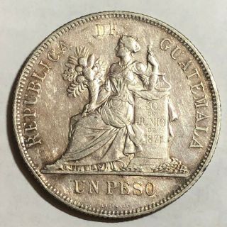 1894 Guatemala Un Peso,  Au.  Ud1 (large Crown - Sized Silver Coin)