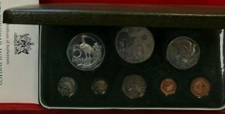 1974 Trinidad & Tobago Proof Silver (8 Coin) Proof Set Franklin,  Box,