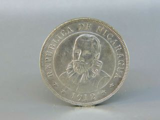 1912 Nicaragua 50 Centavos Silver Coin Km 15