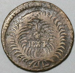 1834 Mexico Chihuahua 1/4 Real Un Quarto Bow & Arrow Coin (20051907)