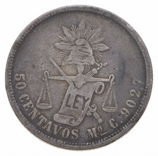 Silver - World Coin - 1869 Mexico 50 Centavos - World Silver Coin 502