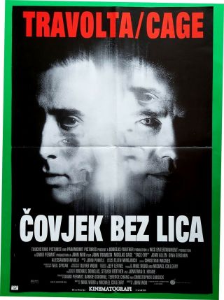 Face/off - John Travolta/nicolas Cage/john Woo - Yugoslav Movie Poster 1997