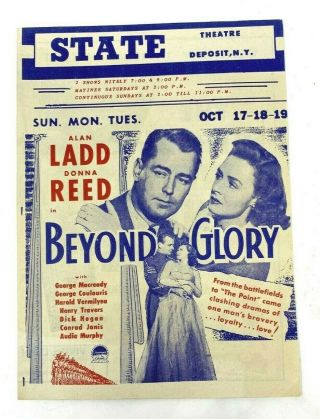 State Theatre Deposit Ny Vintage Movie Ad Flyer Beyond Glory 1948 Donna Reed