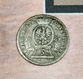1765 - S Brandenburg - Ansbach German States 5 Kreuzer Silver