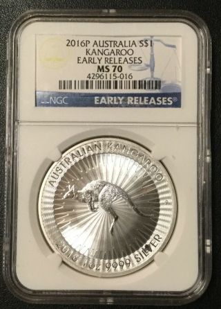 2016 - P Australia One Dollar Early Releases Silver Coin Ngc Ms70