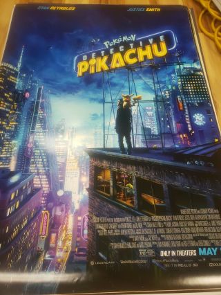 Pokemon Detective Pikachu 2019 Authentic Double - Sided 27x40 Movie Poster (a)