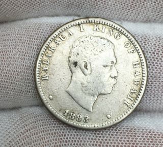 Very Rare 1883 Kingdom Of Hawaii Kalākaua I Silver Quarter Dollar Coin