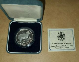 1988 Isle Of Man - Manx Cat - 1 Oz.  999 Silver Proof Coin