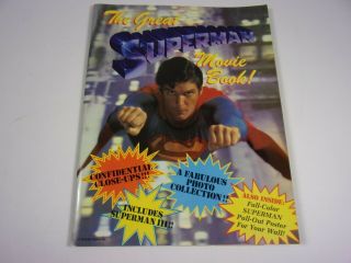 Pre Owned 1983 Dc Comics The Great Superman Movie Book W/poster W/lite Wear
