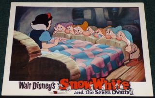 Walt Disney Snow White And The Seven Dwarfs R 1958 Lobby Card Dopey Doc
