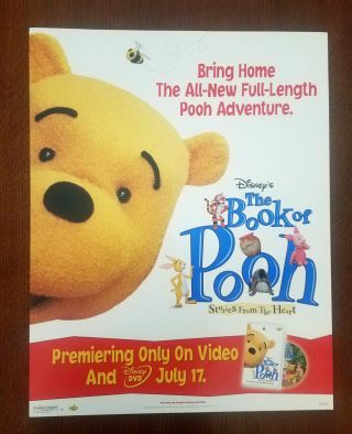 Disney ' s THE BOOK OF POOH DVD Video Store Thick Movie Poster Double Sided RARE 2