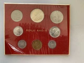 Vatican 8 - Coin Set 1961 In Holder