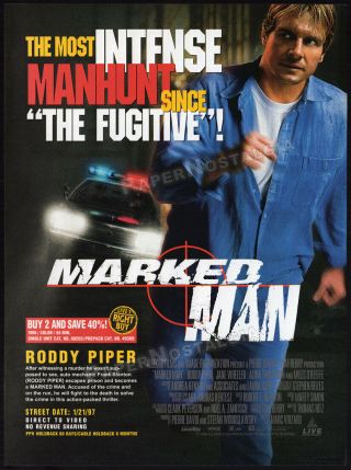 Marked Man_original 1996 Trade Print Ad / Promo_roddy Piper_miles O 