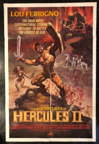 Adventures Of Hercules Ii Vintage Movie Poster 1985 27 X 41 Ferrigno