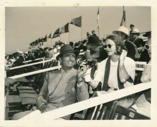 Douglas Fairbanks Sr.  & Wife Candid Racetrack Vintage 1936 Snapshot Photo