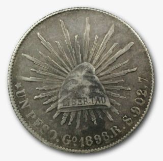 1898 Go.  R.  S.  Mexico Silver Liberty Cap 1 Peso Coin Un Peso