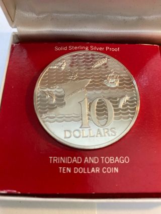 Trinidad And Tobago 1975 Ten Dollar Coin Silver Proof