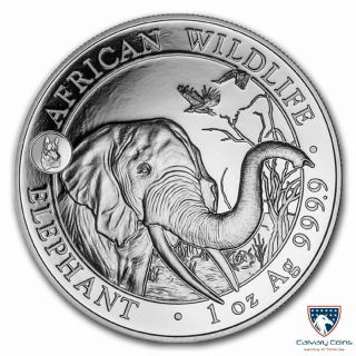 2018 1 Oz Somalia Silver Elephant Bu (dog Privy)