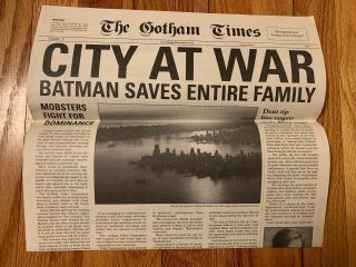 Gotham Times Vol 1 A1 Batman The Dark Knight Film Promo City At War Newspaper