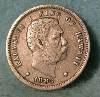 1883 Kingdom Of Hawaii Silver One Dime Ten Cents Better Grade Foreign Coin