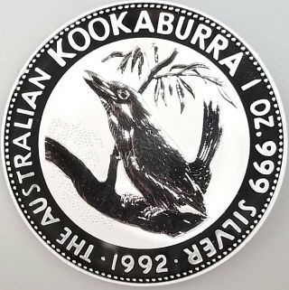 1992 Australian Kookaburra $1 Silver Coin 1 Troy Oz.  999 Silver