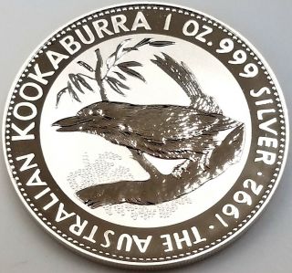 1992 Australian Kookaburra $1 silver coin 1 Troy Oz.  999 Silver 2