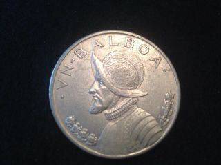 1934 Panama Un Balboa.  900 Silver Circulated Coin