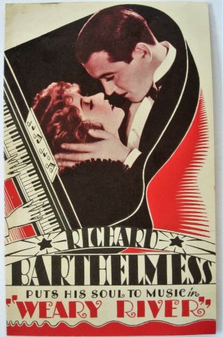 " Weary River " Richard Barthelmess Betty Compson 1920s Movie Promo Brochure