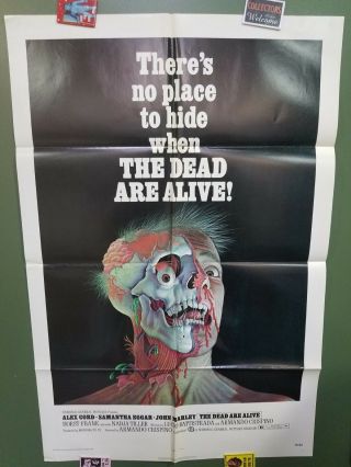 1972 The Dead Are Alive 27 " X41 " One Sheet Poster Alex Cord Zombie Giallo Horror