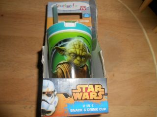 Star Wars Yoda Snackeez Jr.  8 Oz.  2 - In - 1 Snack And Drink Cup - Nib As Seen On Tv