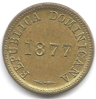 Dominican Republic 1877 1 Centavo Coin Km 3 In Unc Uncirculated