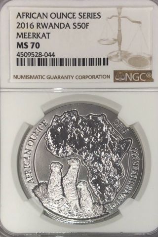 2016 Rwanda 1oz Silver Meerkat Coin Ngc Ms70
