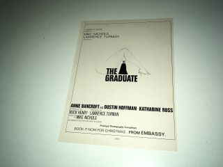 The Graduate Movie Trade Ad 1968 Comedy Mike Nichols Poster Advance