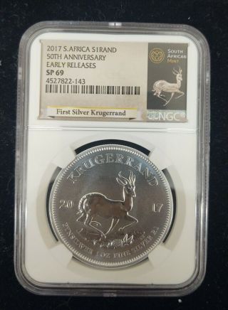 2017 South Africa 1 Oz Silver Krugerrand 50th Anniversary Premium Ngc Sp69