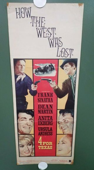 1964 4 For Texas Insert Poster 14x36 " Frank Sinatra Dean Martin Western