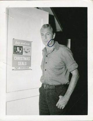 Gary Cooper Candid Studio Set Vintage 1956 Snapshot Photo