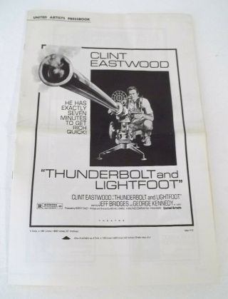 Thunderbolt And Lightfoot Clint Eastwood Jeff Bridges Uncut Pressbook Pb (1974)