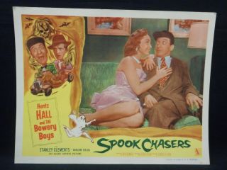 Spook Chasers 1957 Lobby Card Vf The Bowery Boys Huntz Hall Darlene Fields