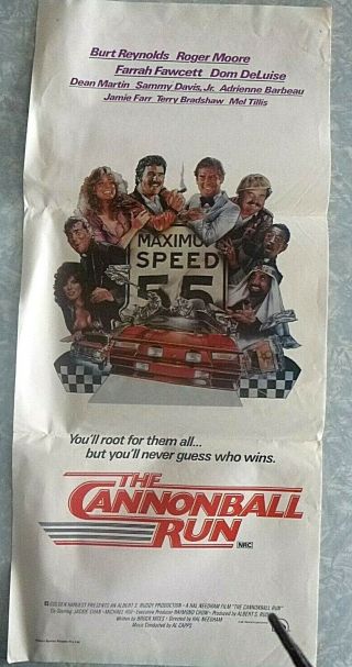 The Cannonball Run (1981) Orig Aust Daybill.  Burt Reynolds,  Farrah Fawcett
