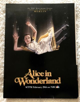 1999 Nbc Hallmark " Alice In Wonderland " Publicity Press Folder/kit W/ Slides