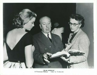 Grace Kelly Director Alfred Hitchcock Candid On Set Rear Window Paramount Photo