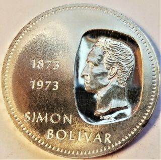 1973 Venezuela 10 Bolivares Brilliant Au Silver Coin - 100 Years Of Bolivar Coins