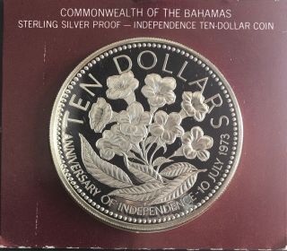 Franklin 750 Grain 925 Silver $10 Dollar Independence Coin Bahamas Box