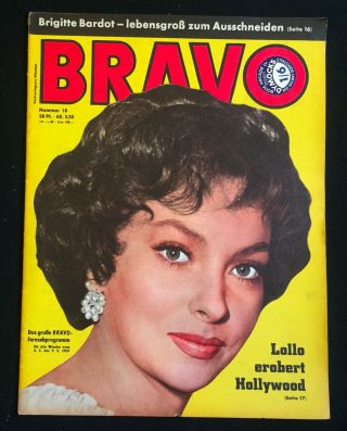 Bravo German Pop Film Mag 1959 Gina Lollobrigida Marilyn Monroe Brigitte Bardot