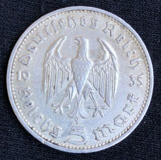 1935 D 5 Reichsmark German Silver Coin 2 Coins 3