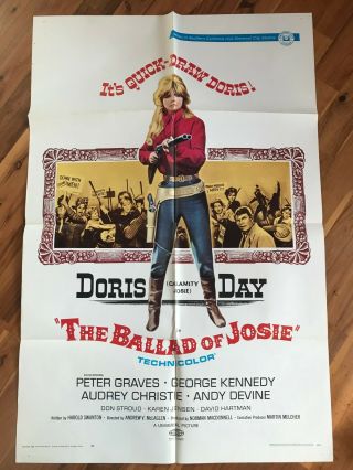 1 - Sheet Poster 27x41: The Ballard Of Josie 1967 Doris Day,  Peter Graves