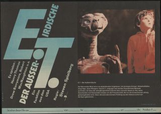 Steven Spielberg - E.  T.  The Extra - Terrestrial Rare East German Small Poster